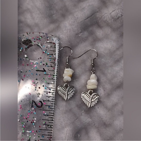 Opal Angel Wing Artisan Earrings Handmade - Picture 8 of 16